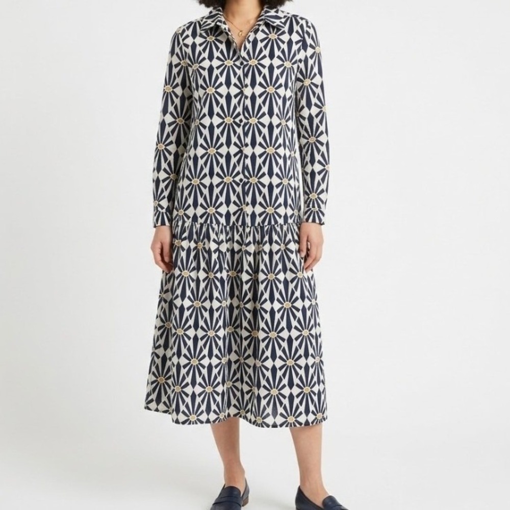 Zara Cotton Gauze Midi Dress Boho Tiered Flowy Multicolor XS